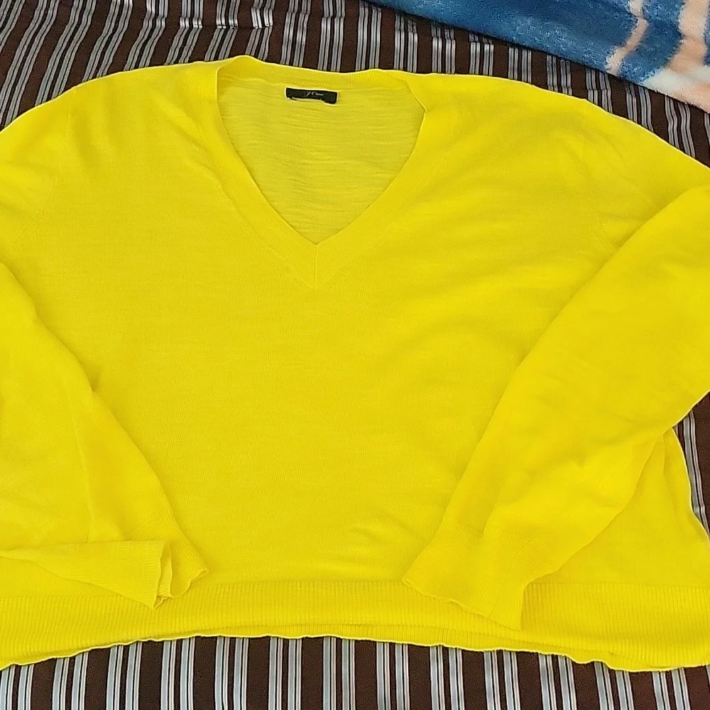 J Crew Yellow Citron Cotton Sweater Sz XL